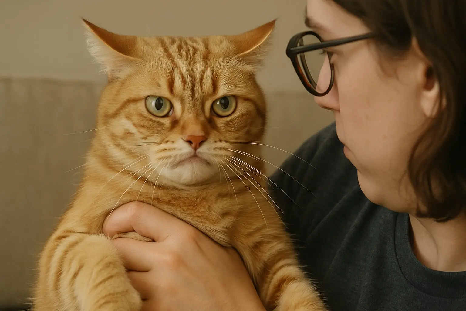 じっと見つめられている猫