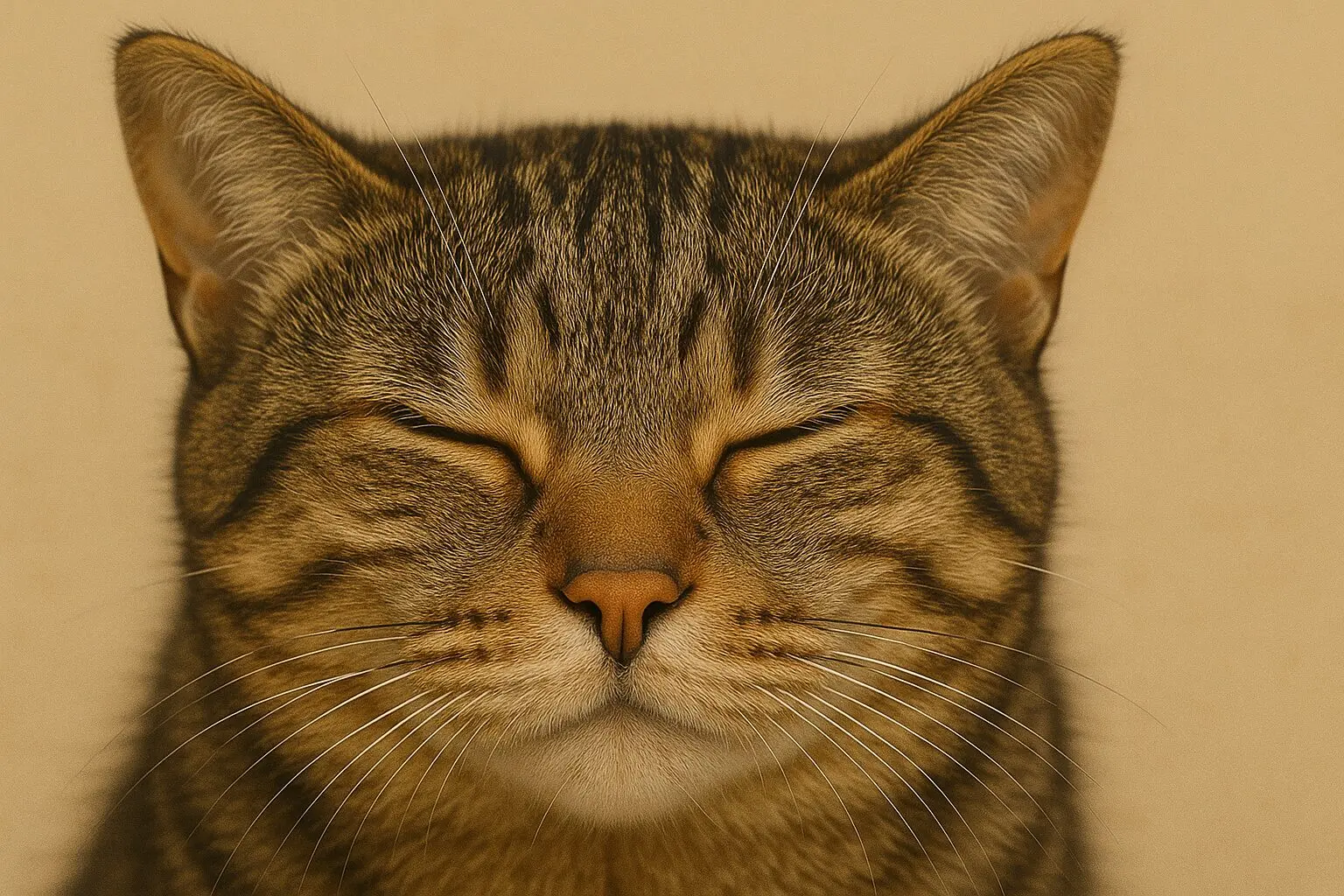 目を細めてゆっくりまばたきをする猫の穏やかな表情
