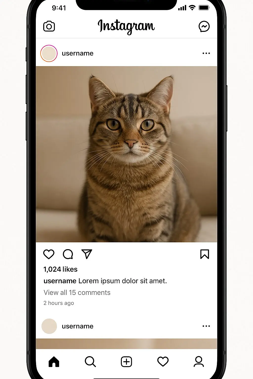ホーム画面で投稿を見ている様子