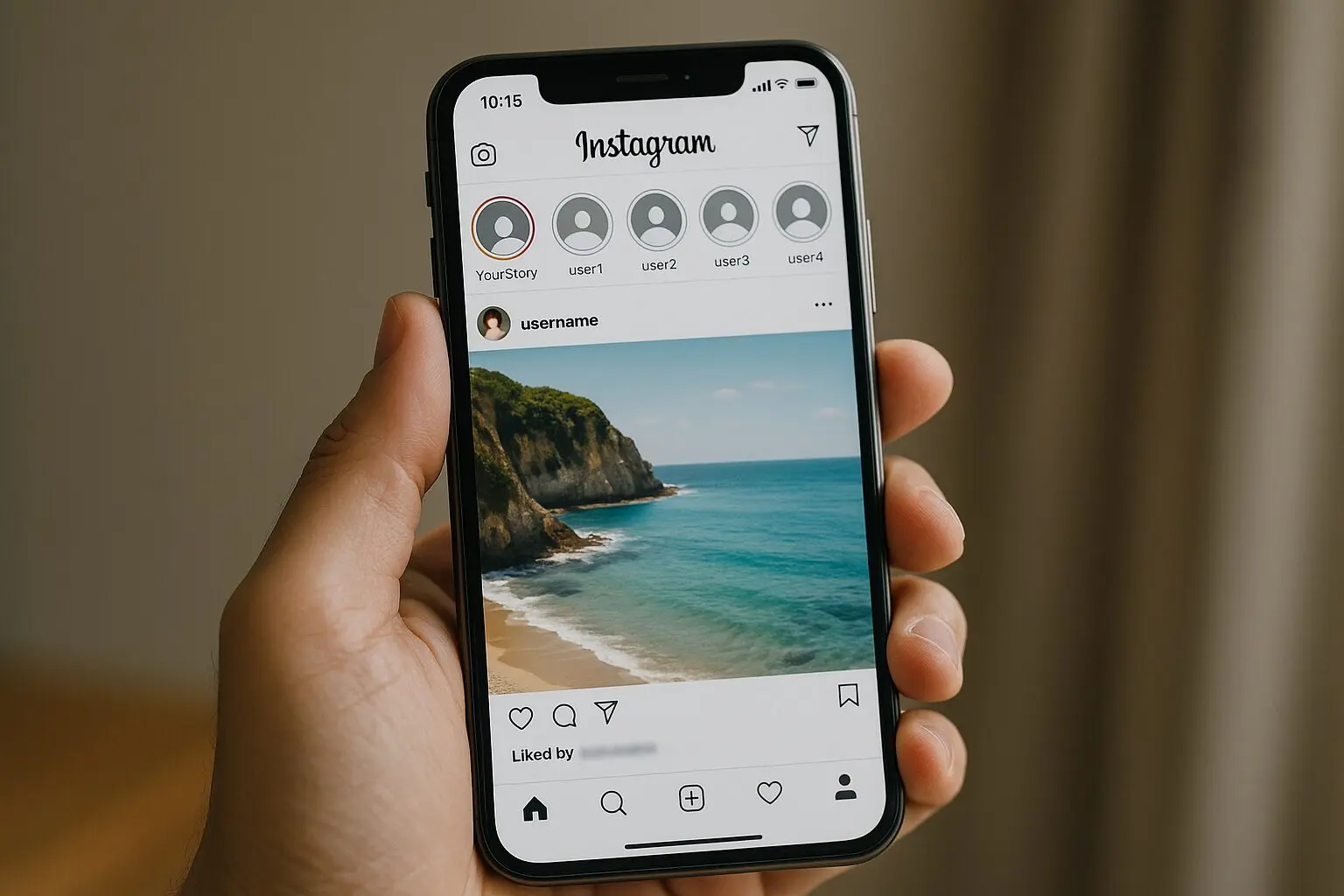 スマートフォンでInstagramアプリを使っている様子の画像